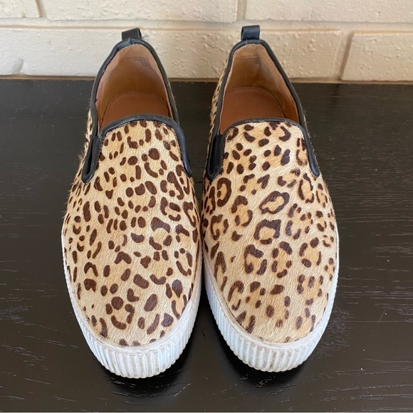 Halogen Leopard Print Calf Hair Platform Slip on Sneakers Loafers Size 9 M - Picture 2 of 7